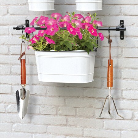 Panacea Panacea 7.5 in. H X 13.625 in. W X 7.25 in. D Metal Vintage Milkhouse Tub Wall Planter Kit White 82632